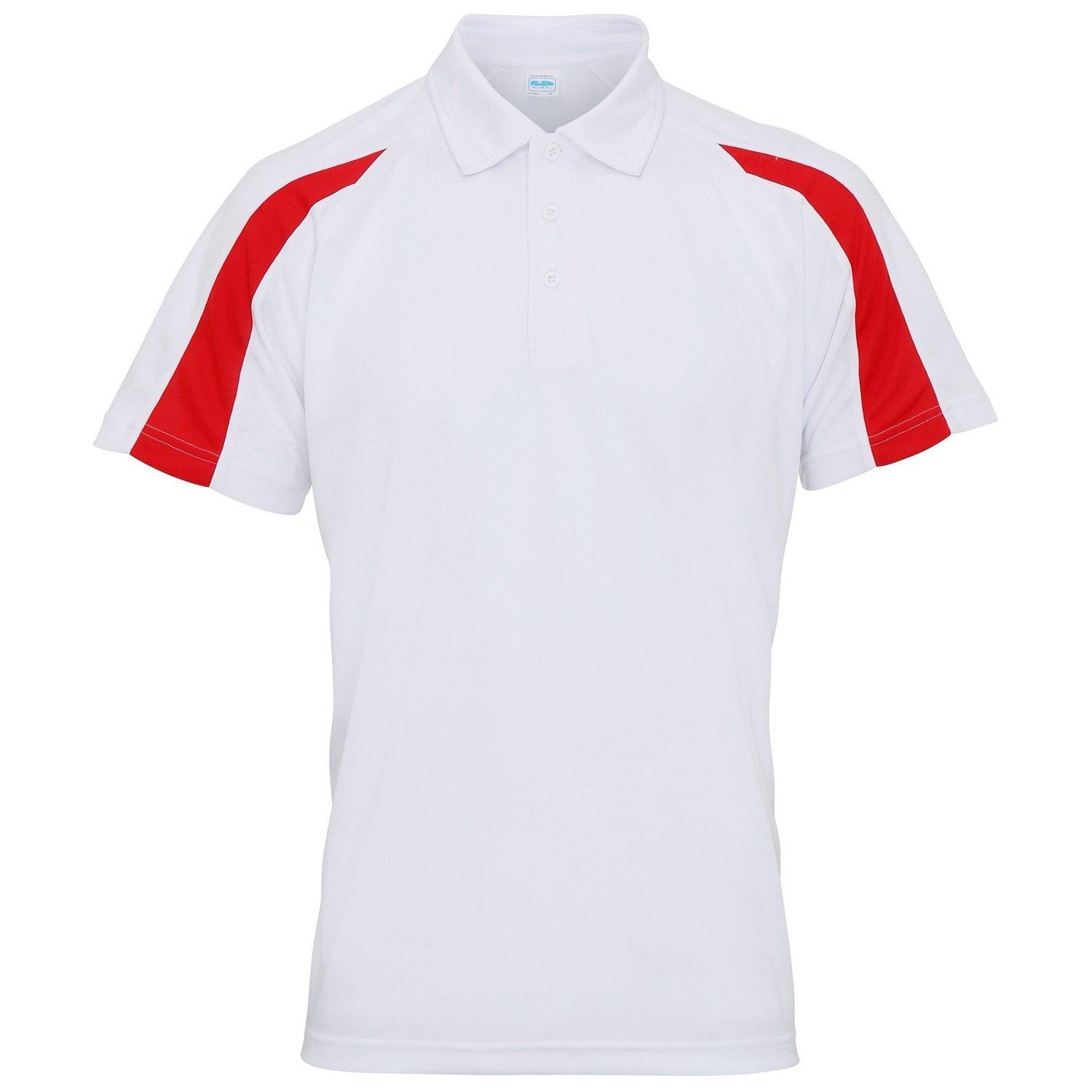 Image of Just Cool Kurzarm Polo Shirt Mit Kontrast Panel Herren Weiss L