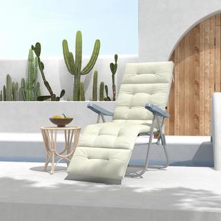 Northio Coussin de chaise longue rembourré, chaise longue de jardin, polyester blanc crème 200x60x13cm  