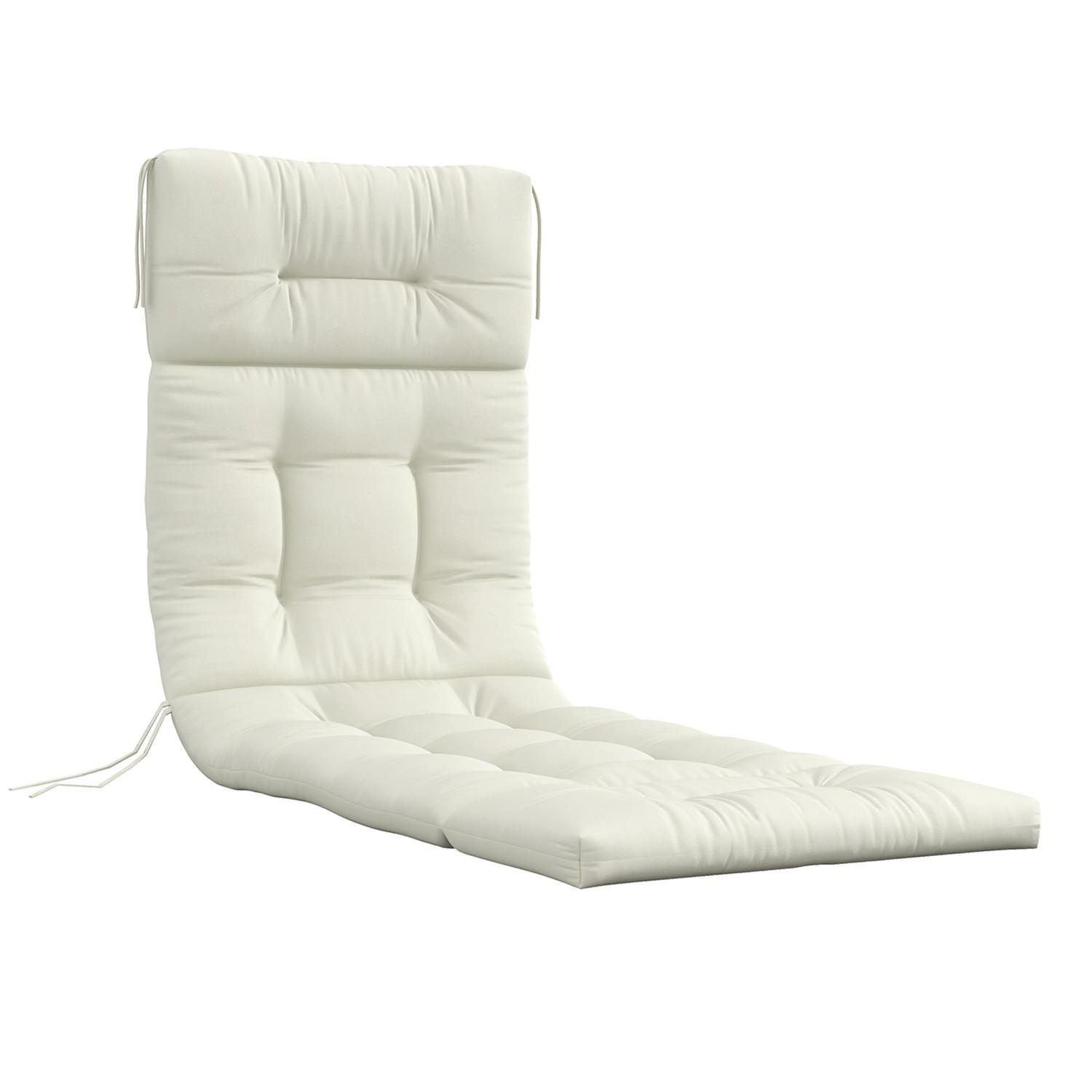 Northio Coussin de chaise longue rembourré, chaise longue de jardin, polyester blanc crème 200x60x13cm  