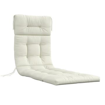 Coussin de chaise longue rembourré, chaise longue de jardin, polyester blanc crème 200x60x13cm