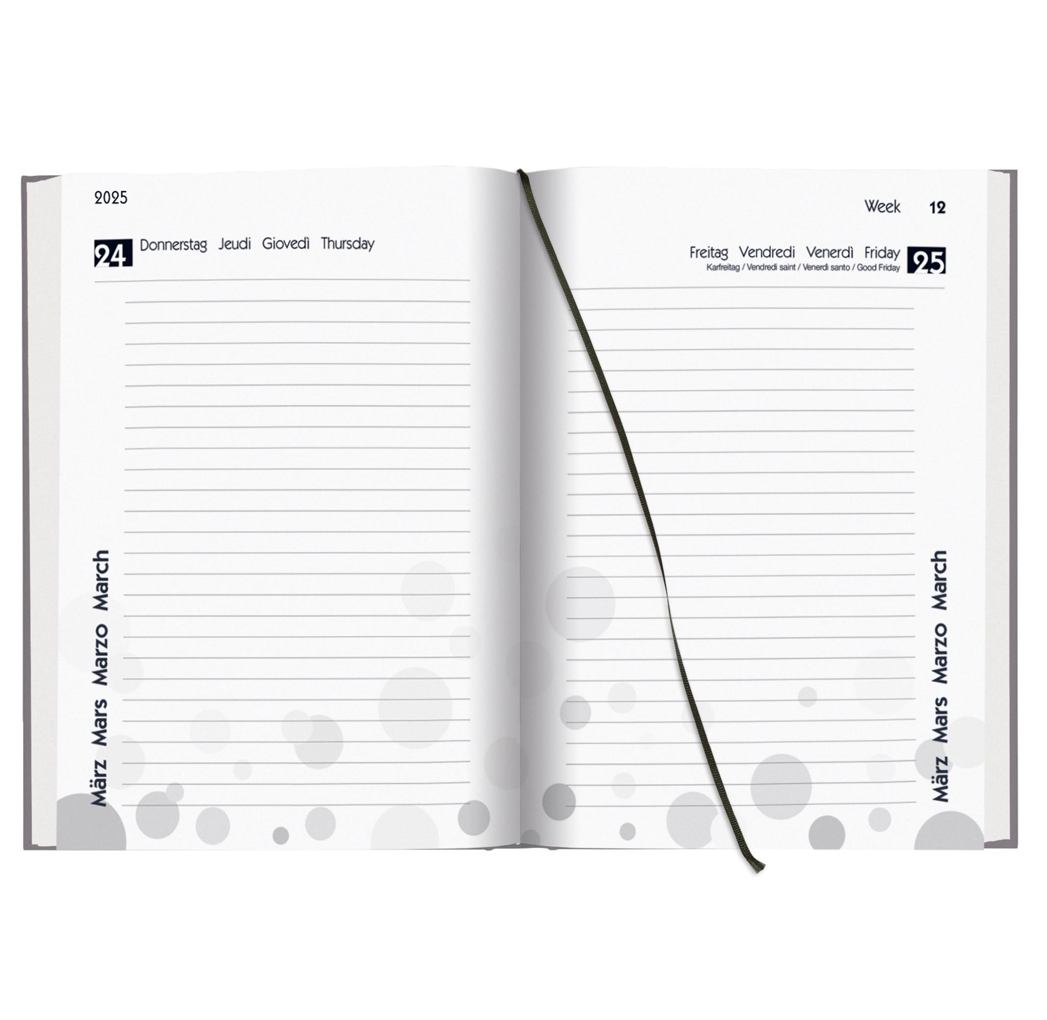 Biella Schüleragenda mydiary 1 Tag pro Seite, wattiert, Black & White  