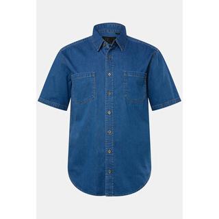 JP1880  Camicia di denim dalla vestibilità moderna con mezze maniche e colletto ad apertura inglese blue denim 