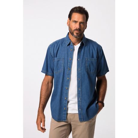 JP1880  Camicia di denim dalla vestibilità moderna con mezze maniche e colletto ad apertura inglese blue denim 