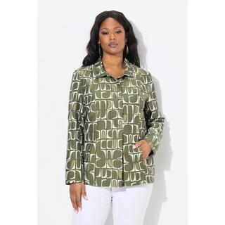 Ulla Popken Veste Motif Jacquard Manches Longues Col Chemise  