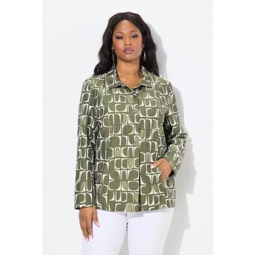 Giacca in jacquard con collo da camicia e maniche lunghe