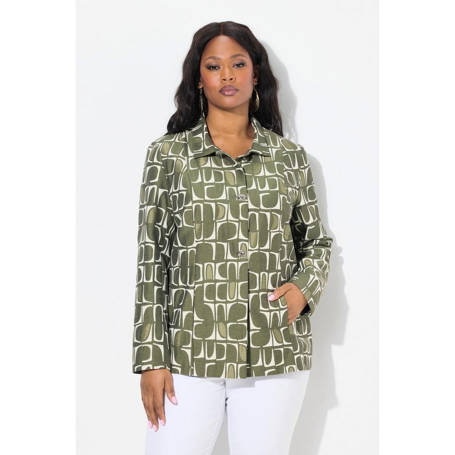 Ulla Popken Jacquardmuster Langarm Jacke Hemdkragen  