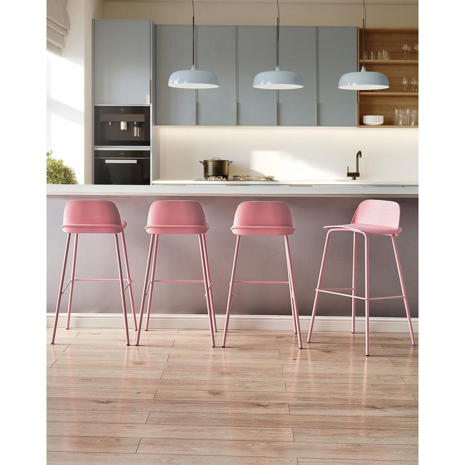 Beliani Lot de 4 chaises de bar en Matière synthétique Moderne MORA  