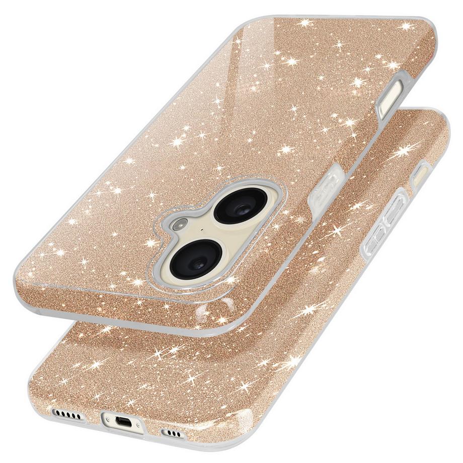 Avizar  Glitter Hülle Apple iPhone 16 Plus Gold 