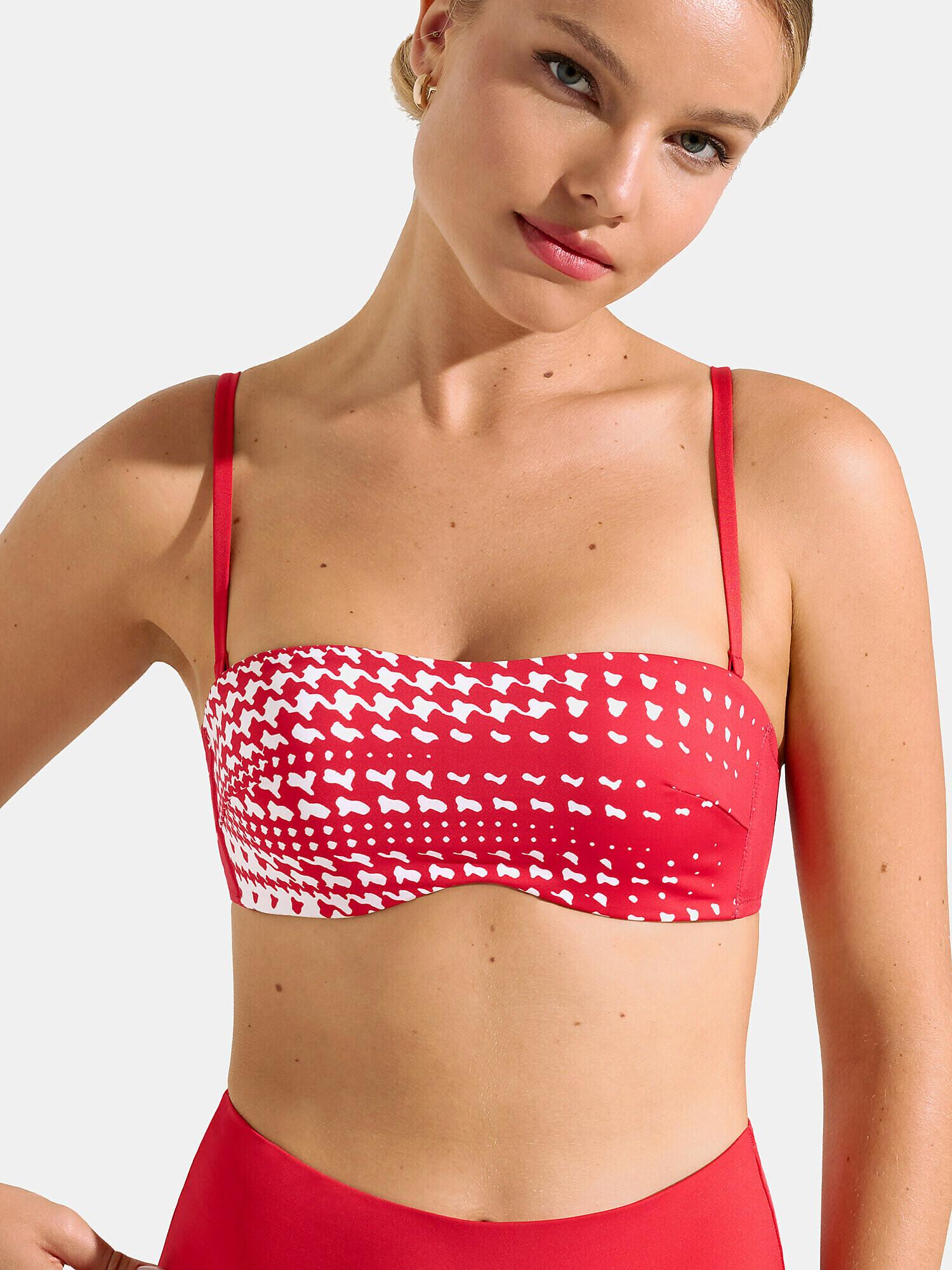 Image of Vorgeformtes Bandeau-badeanzugoberteil Quito Damen Rot Bunt B/42