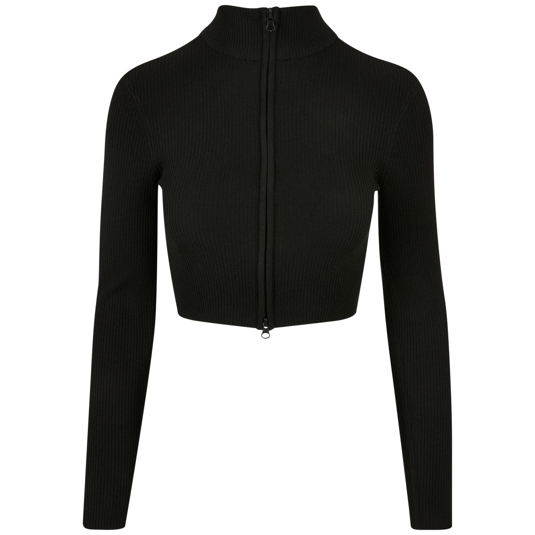 Image of Damen-strickjacke Mit Kurzem Reißverschuss Aus Rippstrick Urban Cassics Unisex L