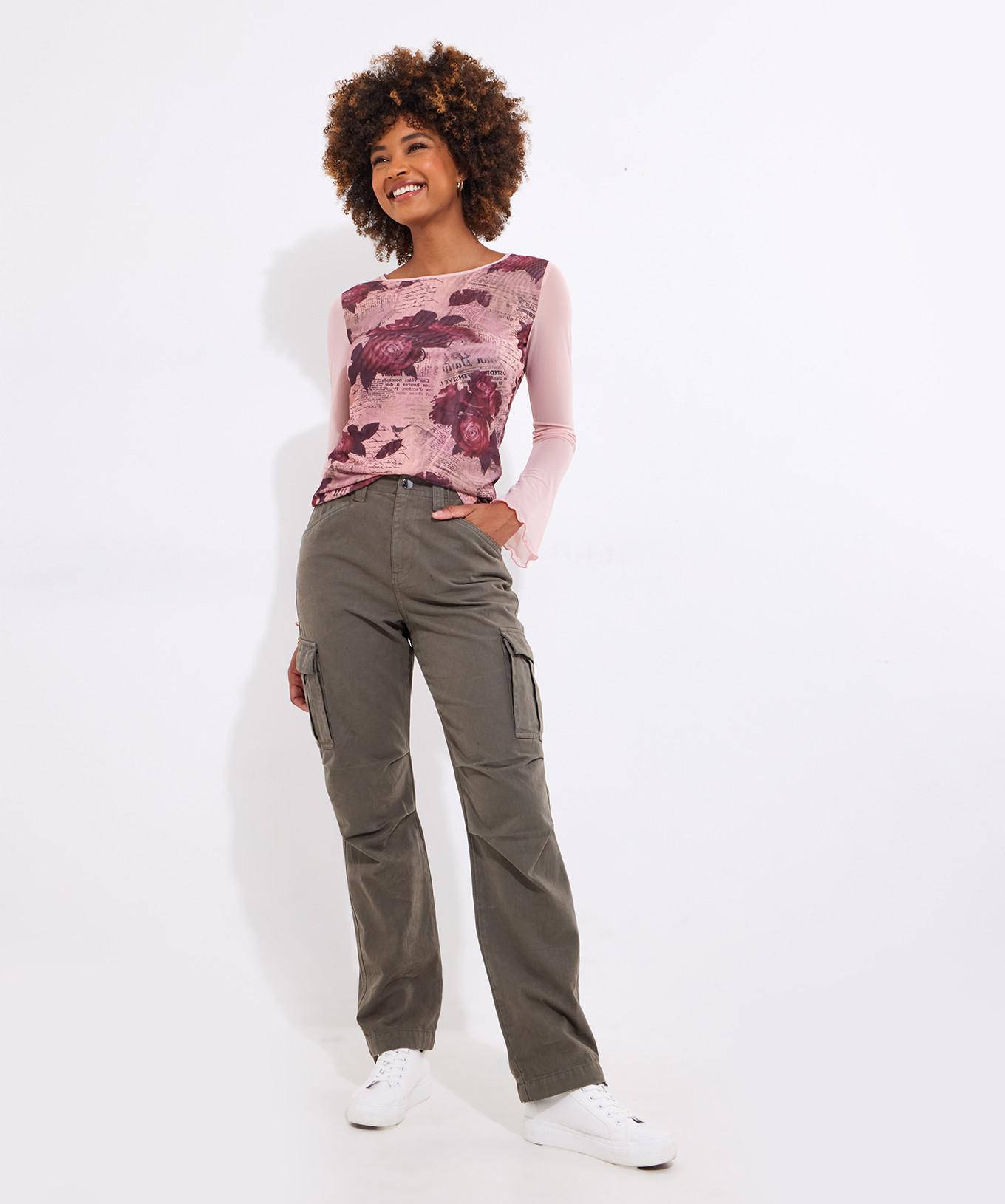 Joe Browns  Mesh-Top mit Rose und Schrift 