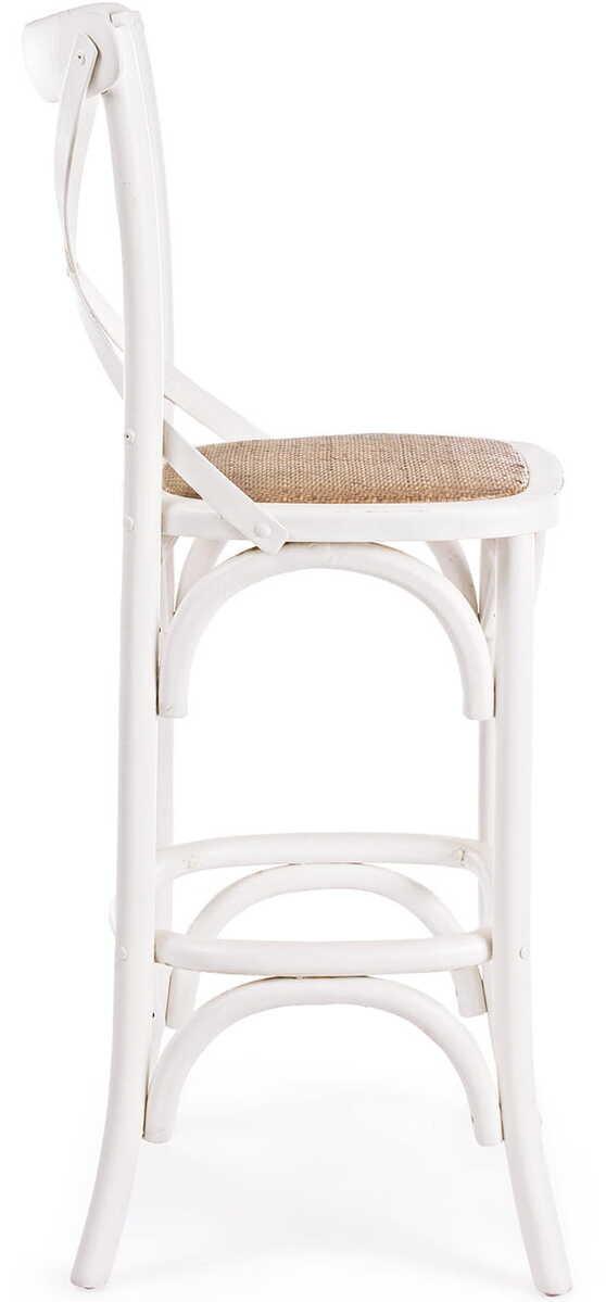 mutoni Tabouret de bar bois Cross blanc  