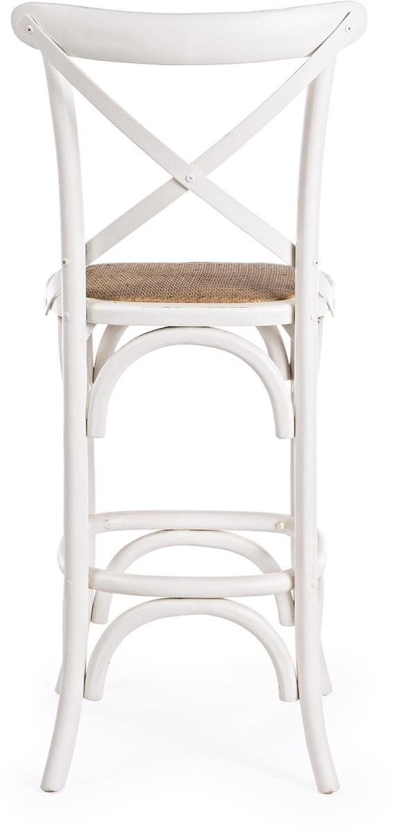 mutoni Tabouret de bar bois Cross blanc  