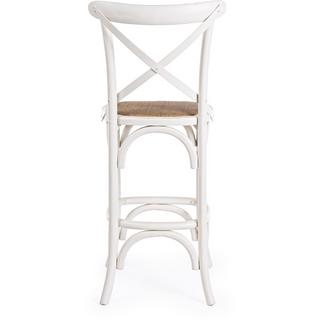 mutoni Tabouret de bar bois Cross blanc  