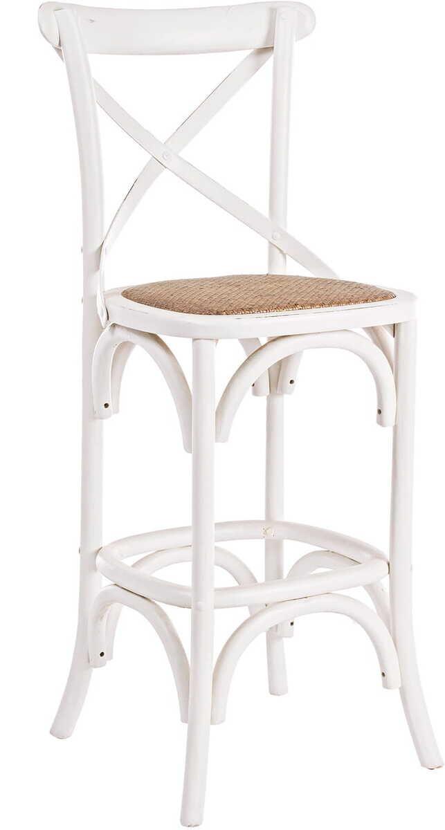 mutoni Tabouret de bar bois Cross blanc  