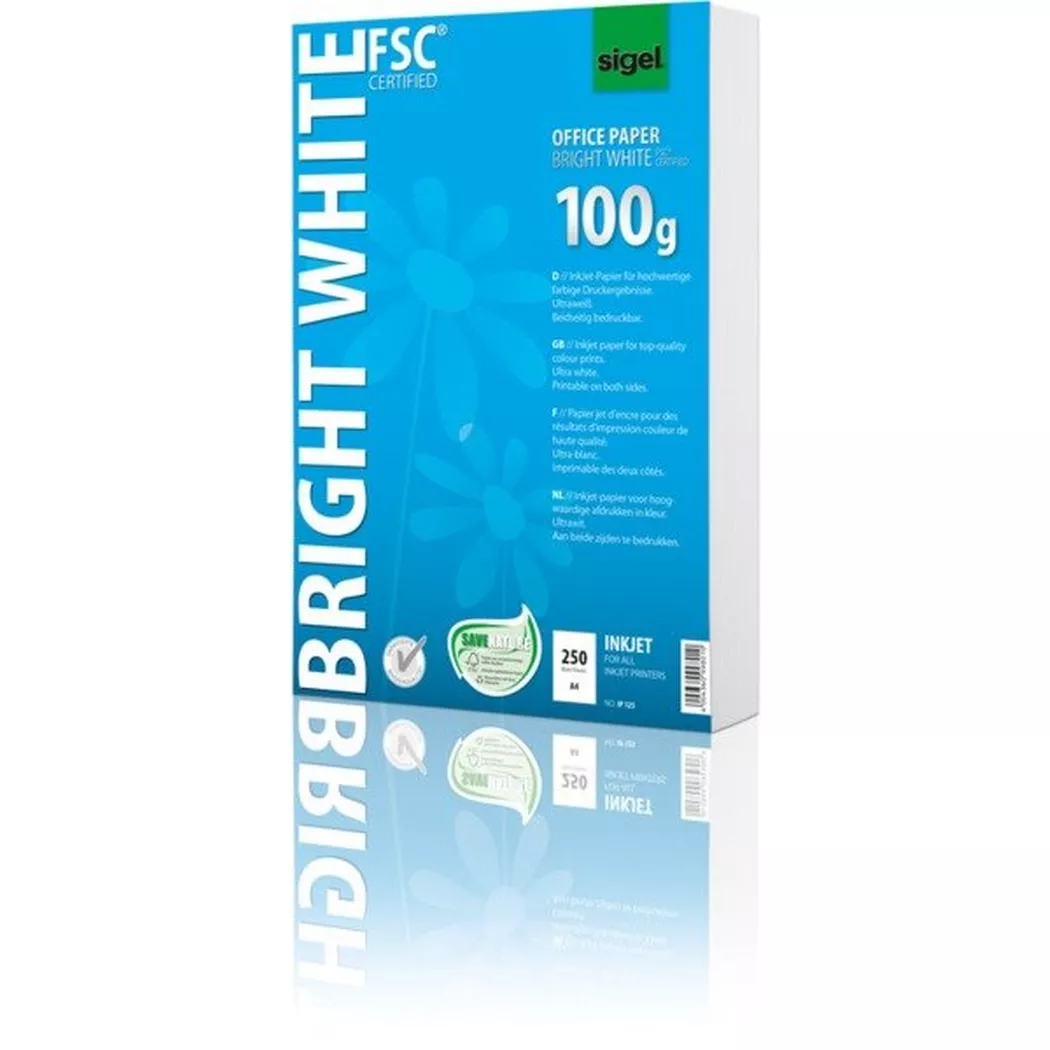 Sigel – Inkjet-Papier A4 IP125 100g Bright white 250 Blatt, One Size