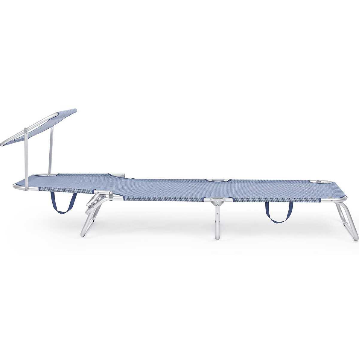 mutoni Chaise longue pliante Cross avec toit bleu  