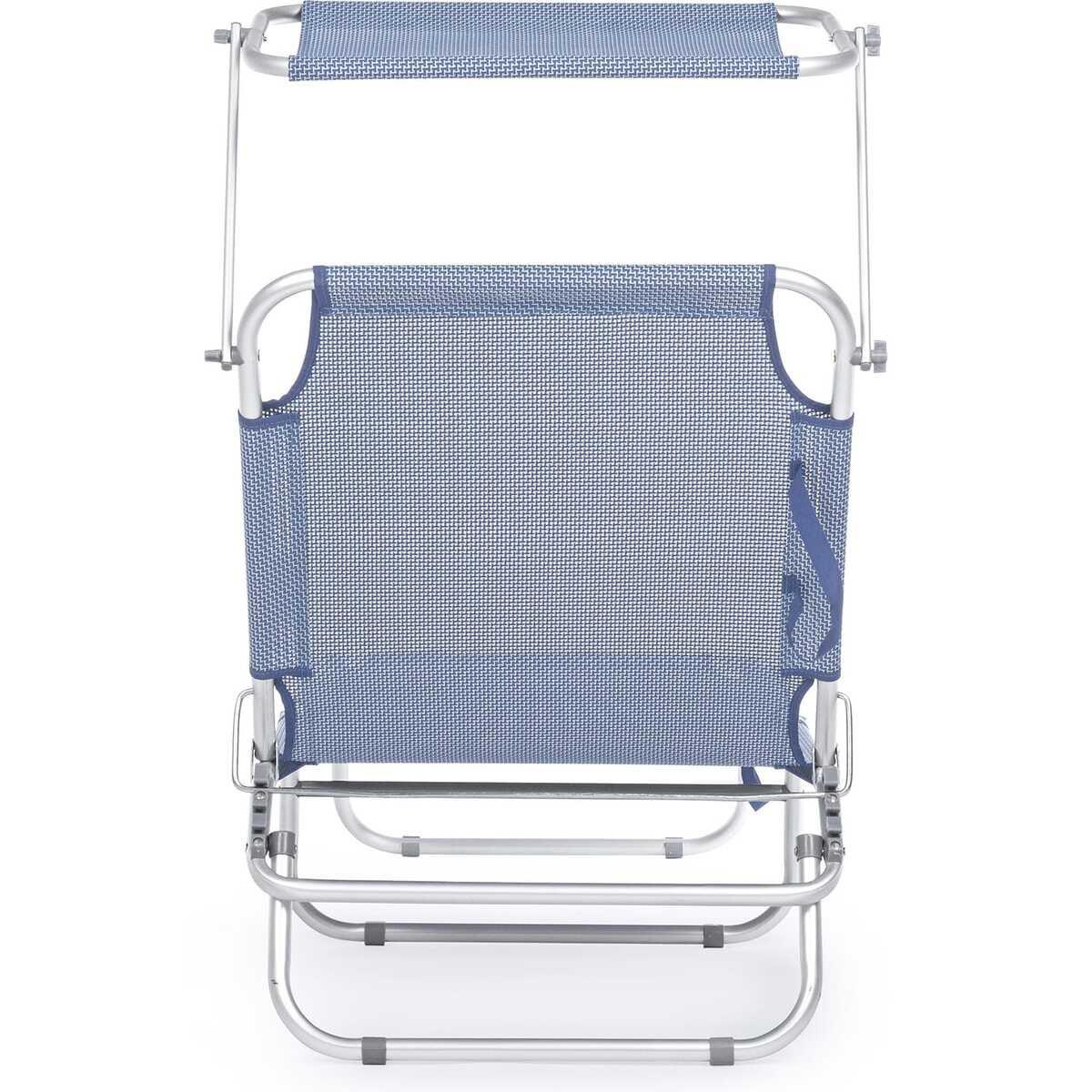 mutoni Chaise longue pliante Cross avec toit bleu  