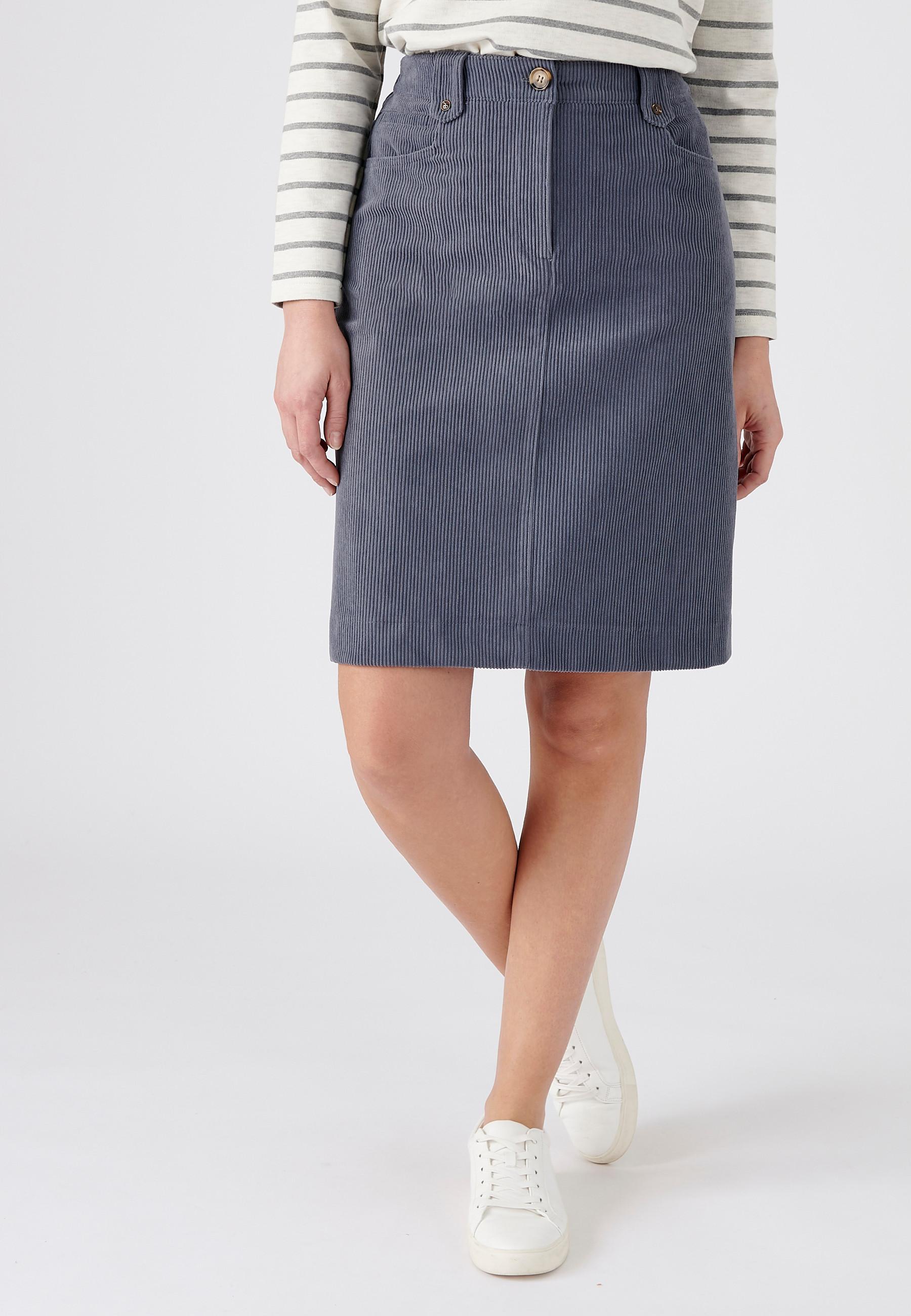Image of Gerade Geschnittener Cordrock, Schmiegsam Weich. Damen Blau 50