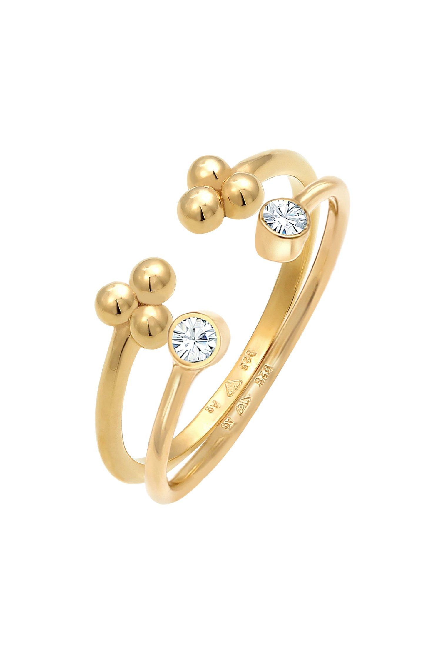 Image of Ring Kristall Kugel Elegant Offen Ring Set Damen Gold 54mm