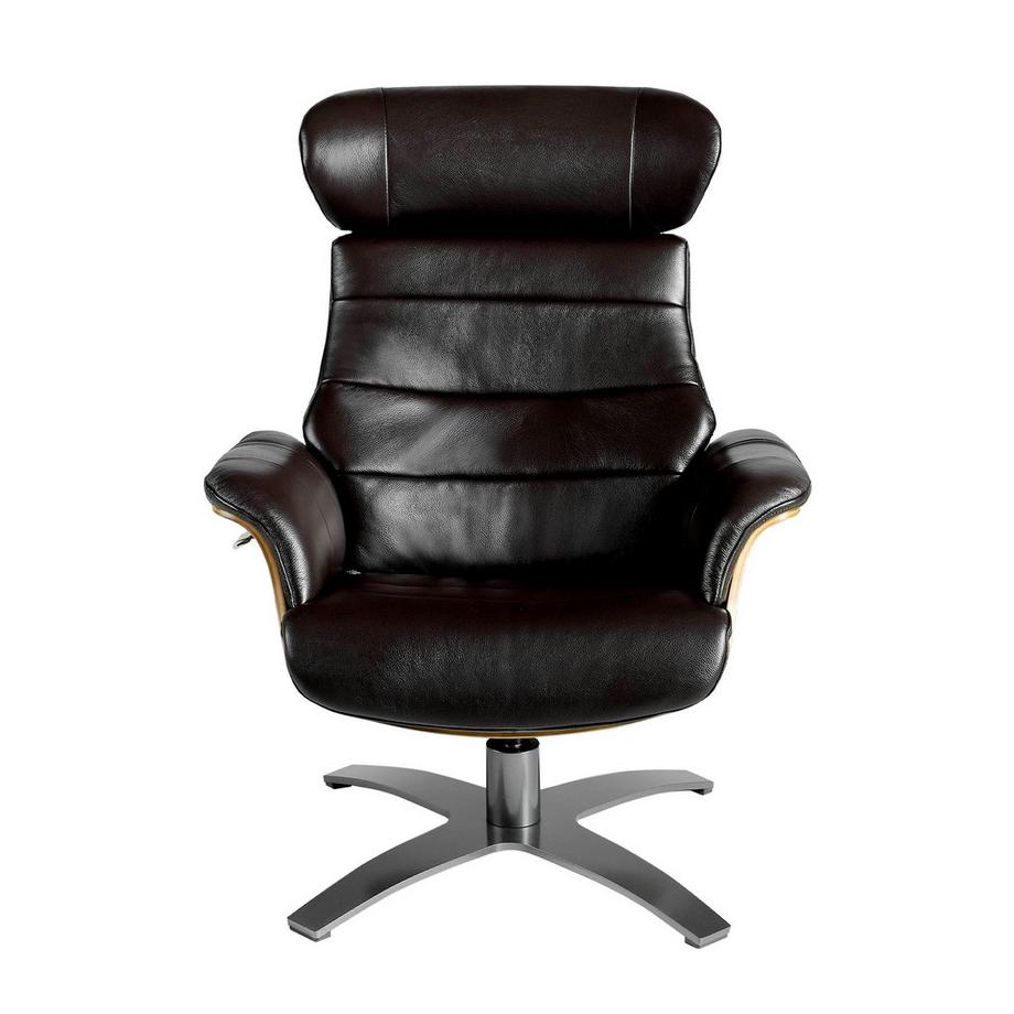 ANGEL CERDA Poltrona girevole reclinabile in pelle marrone cioccolato  