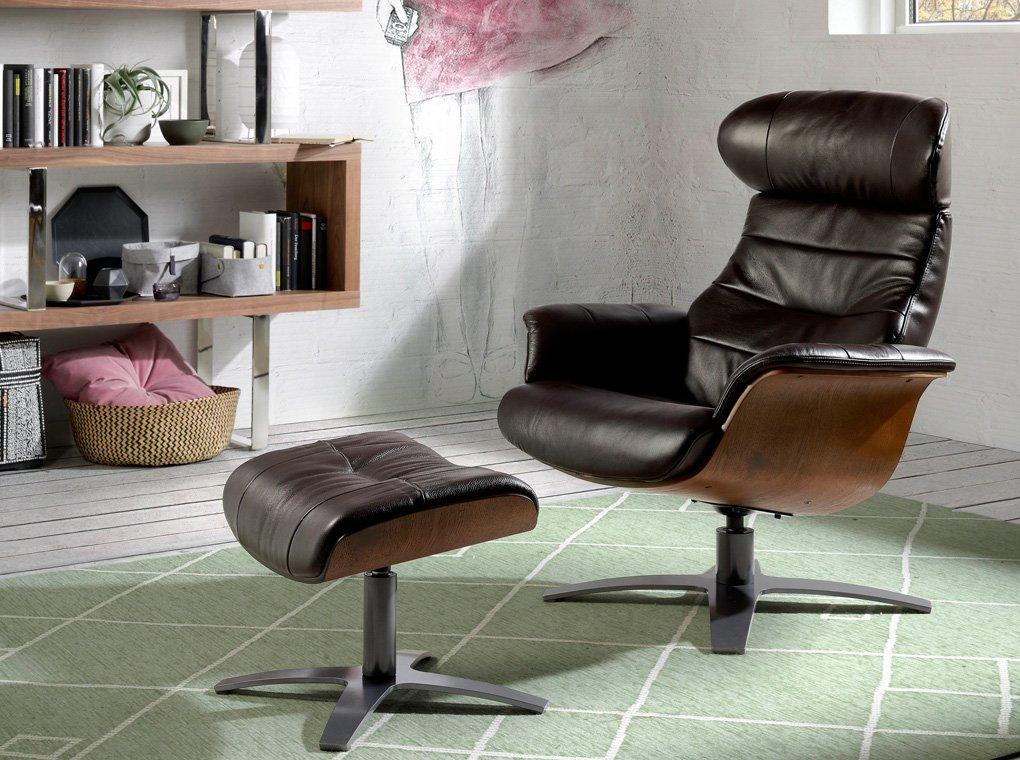 ANGEL CERDA Fauteuil relax pivotant en cuir  