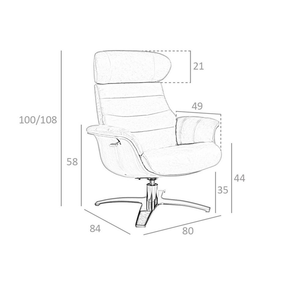 ANGEL CERDA Poltrona girevole reclinabile in pelle marrone cioccolato  