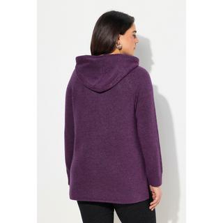 Ulla Popken  Sweat-shirt en maille avec paillettes, capuche et manches longues, coupe évasée 