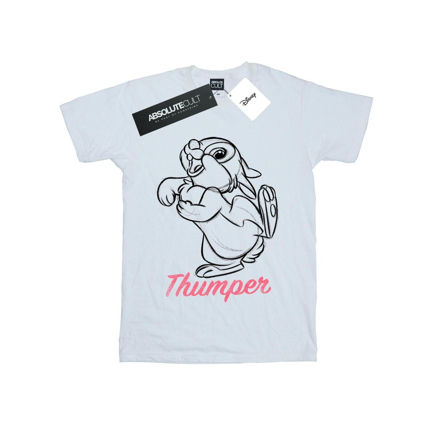 Image of Bambi Thumper Line Drawing Tshirt Damen Weiss 4XL