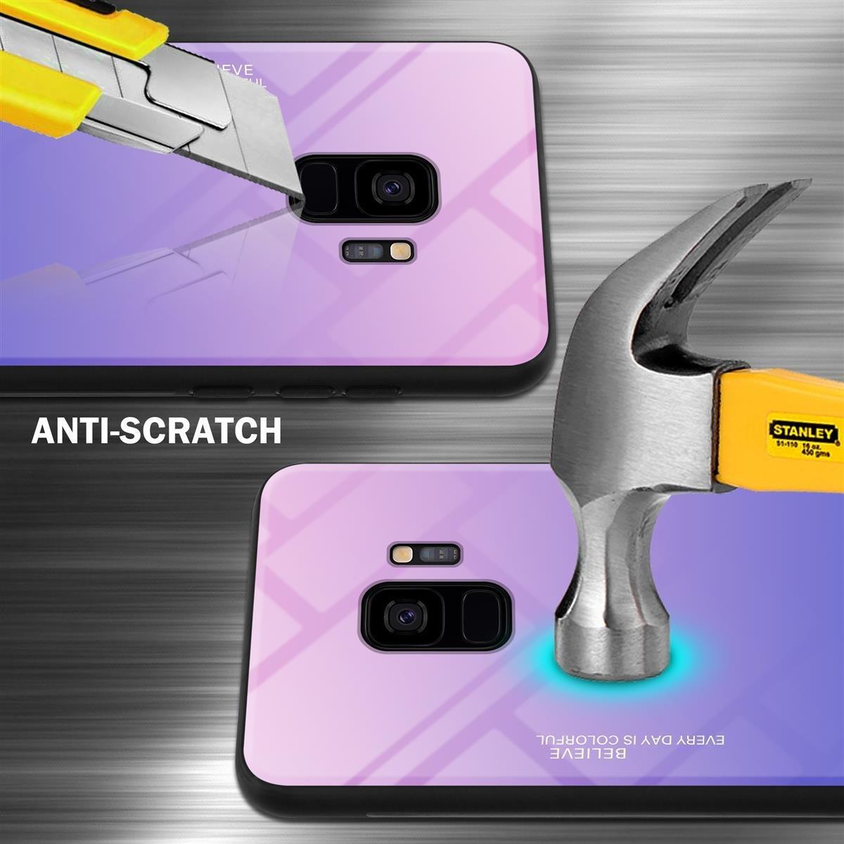 Cadorabo  Housse compatible avec Samsung Galaxy S9 - Coque de protection bicolore en silicone TPU et dos en verre trempé 