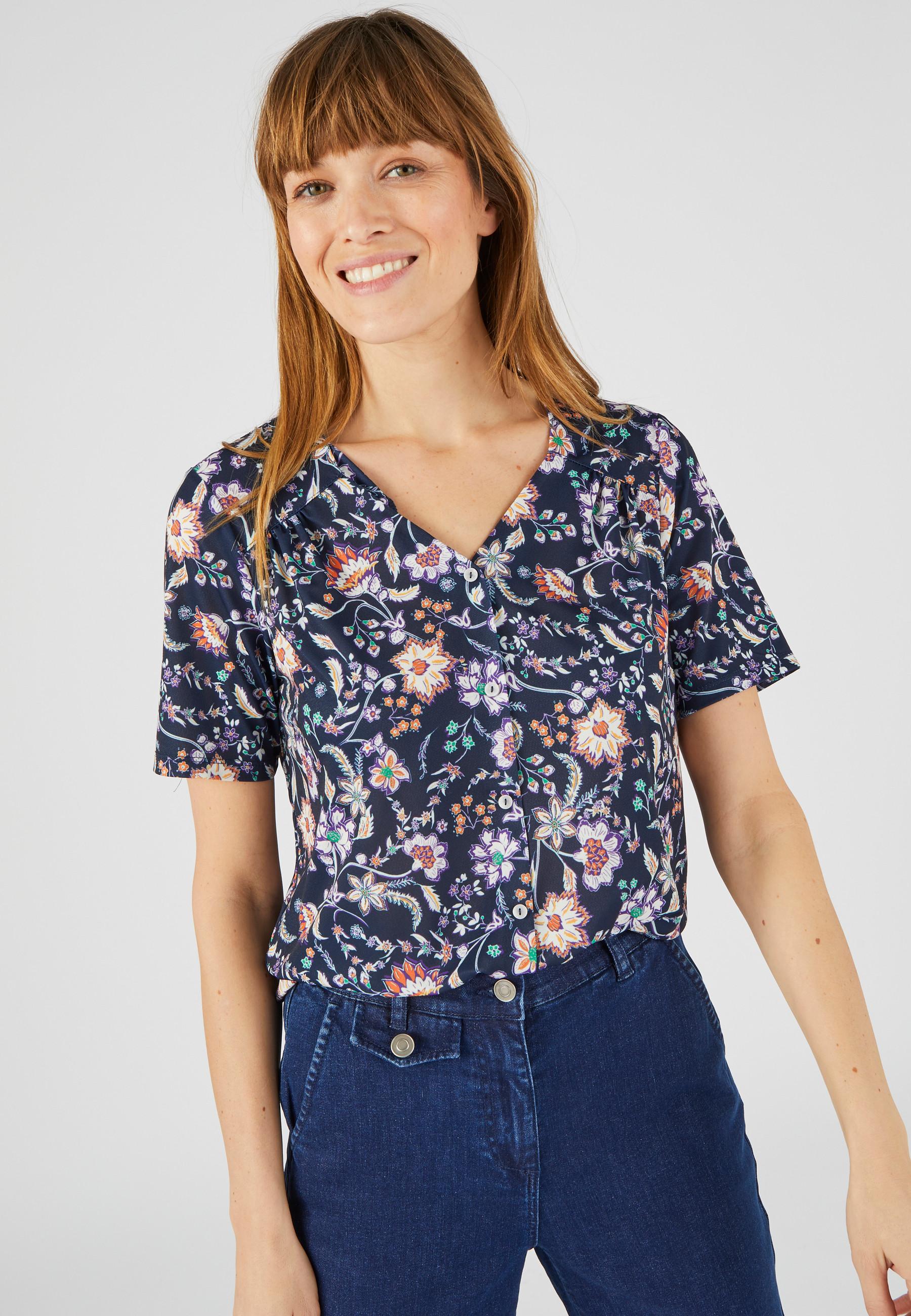 Image of Gemustertes T-shirt Damen Blau 42/44