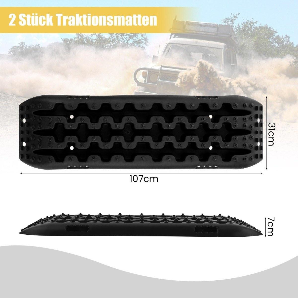 B2X  Sandbleche Offroad 2 Stücke Anfahrhilfe Reifenleiter für Sand/Schlamm/Schnee 107 x 31 x 7 cm Schwarz 