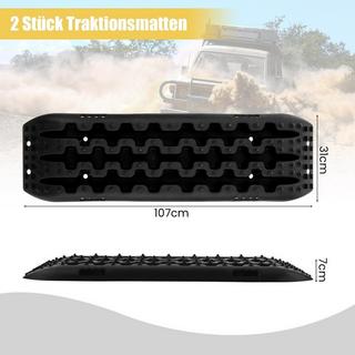 B2X  Sandbleche Offroad 2 Stücke Anfahrhilfe Reifenleiter für Sand/Schlamm/Schnee 107 x 31 x 7 cm Schwarz 