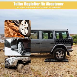 B2X  Sandbleche Offroad 2 Stücke Anfahrhilfe Reifenleiter für Sand/Schlamm/Schnee 107 x 31 x 7 cm Schwarz 