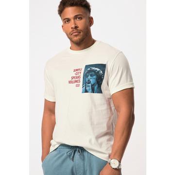 T-shirt STHUGE avec imprimé, col rond et manches courtes blanc cassé