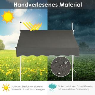 Northix Ausfahrbarer Baldachin Sonnenschutz mit Kurbel höhenverstellbare Markise 150 x 120 cm Grau  