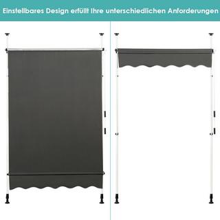 Northix Ausfahrbarer Baldachin Sonnenschutz mit Kurbel höhenverstellbare Markise 150 x 120 cm Grau  