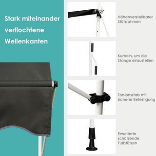 Northix Ausfahrbarer Baldachin Sonnenschutz mit Kurbel höhenverstellbare Markise 150 x 120 cm Grau  