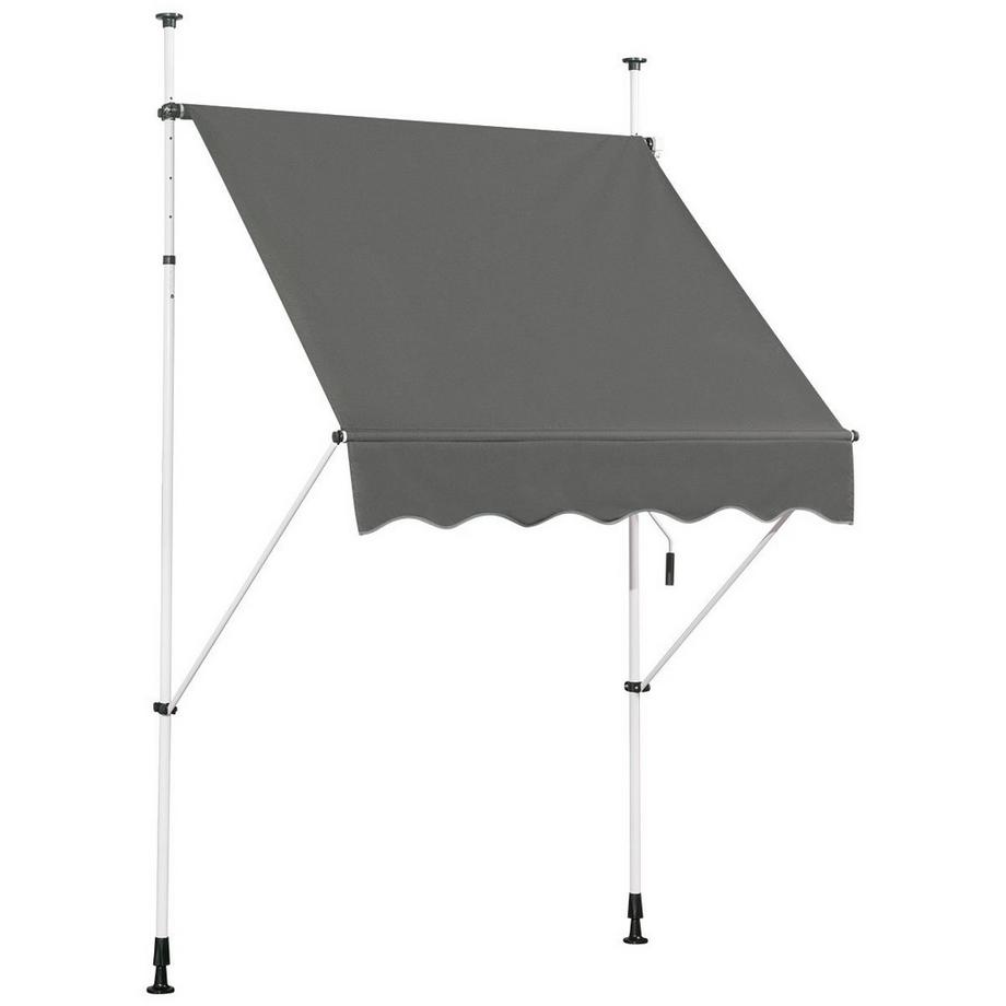 Northix Ausfahrbarer Baldachin Sonnenschutz mit Kurbel höhenverstellbare Markise 150 x 120 cm Grau  