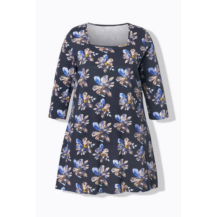 Ulla Popken T-shirt long A-line décolleté carré manches 3/4  