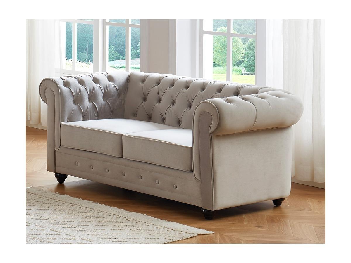 Vente-unique Sofa 2Sitzer Samt CHESTERFIELD  