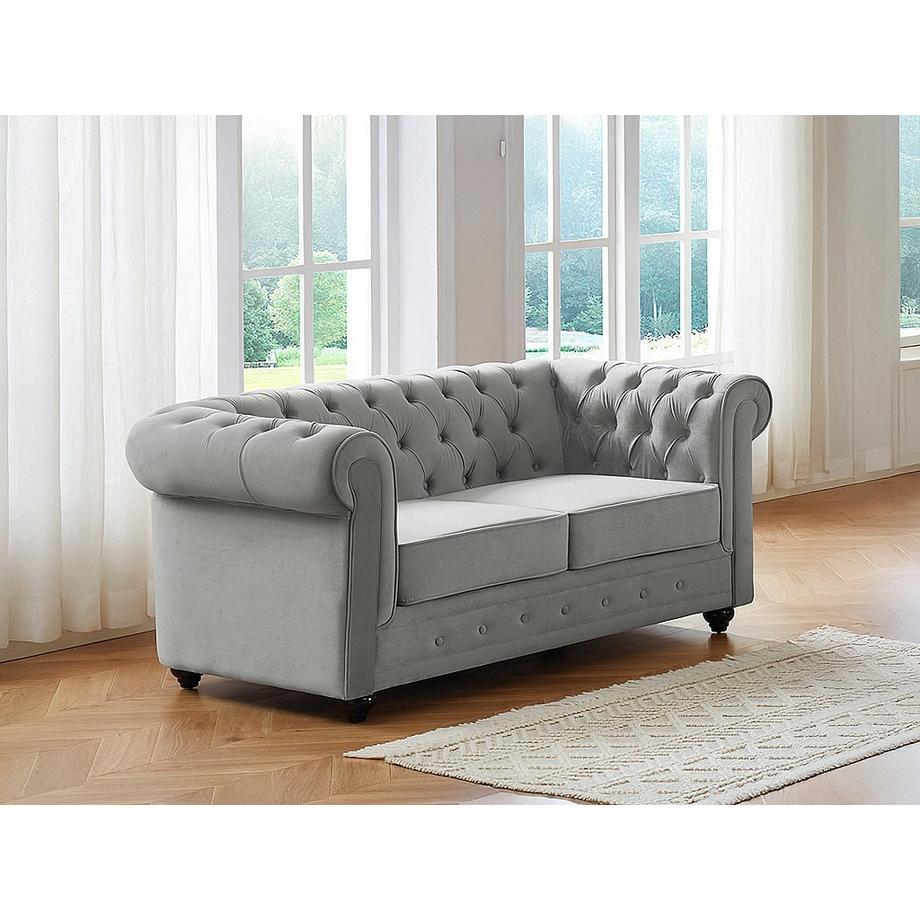 Vente-unique Sofa 2Sitzer Samt CHESTERFIELD  