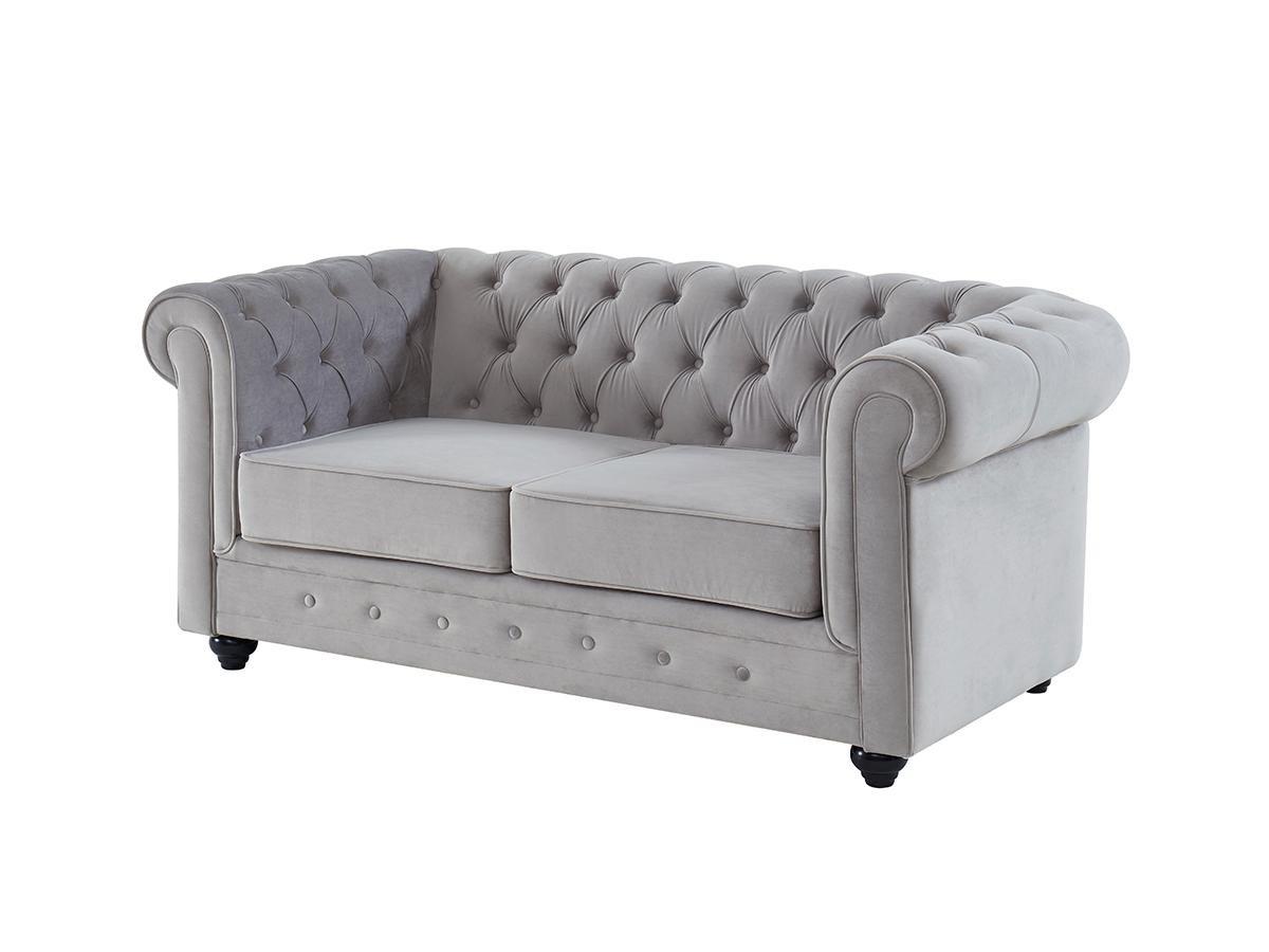 Vente-unique Sofa 2Sitzer Samt CHESTERFIELD  