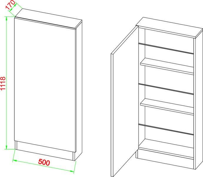 VCM Holz Schuhschrank | Maße: H. 180 x B. 50 x T. 17 cm | 2 Drehtüren z. T. mit Spiegel versehen - Fulisa XL Spiegel  