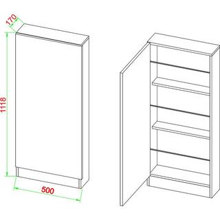 VCM Holz Schuhschrank | Maße: H. 180 x B. 50 x T. 17 cm | 2 Drehtüren z. T. mit Spiegel versehen - Fulisa XL Spiegel  