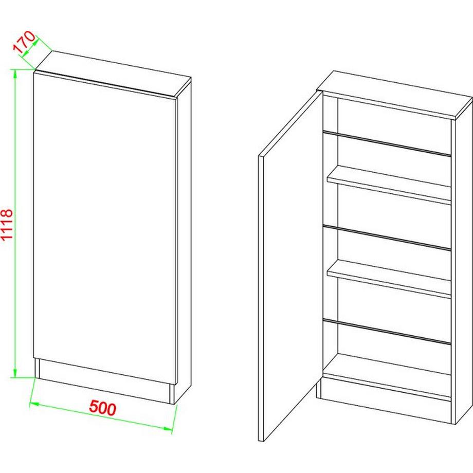 VCM Holz Schuhschrank | Maße: H. 180 x B. 50 x T. 17 cm | 2 Drehtüren z. T. mit Spiegel versehen - Fulisa XL Spiegel  