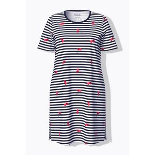 Ulla Popken  T-shirt long imprimé cœurs, col rond esprit tunique, manches courtes 