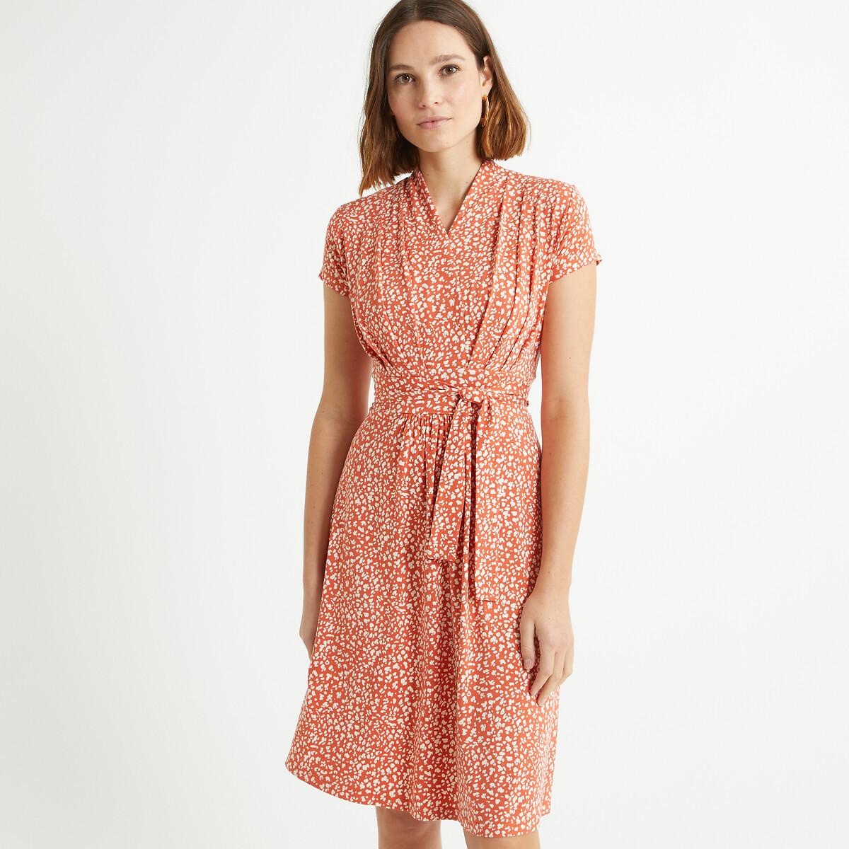 Image of Getupftes Kleid In A-linie Damen Orange Bedruckt 46
