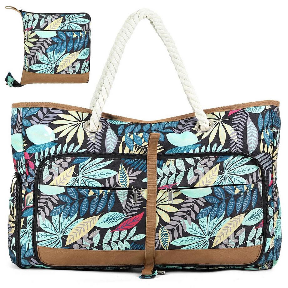 Große Strandtasche mit Reißverschluss, vielseitiger Shopper Badetasche Saunatasche Reisetasche Einkaufstasche