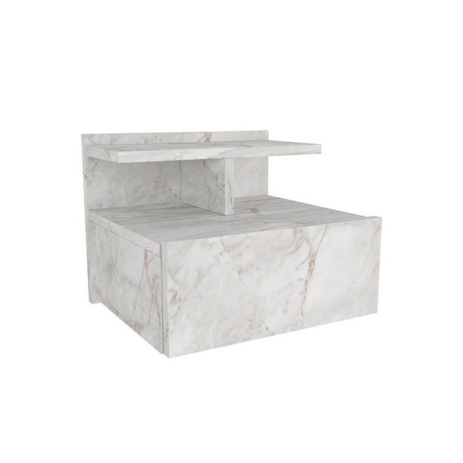 Vente-unique Nachttisch hängend - 1 Schublade - Marmor-Optik - AZELNO  